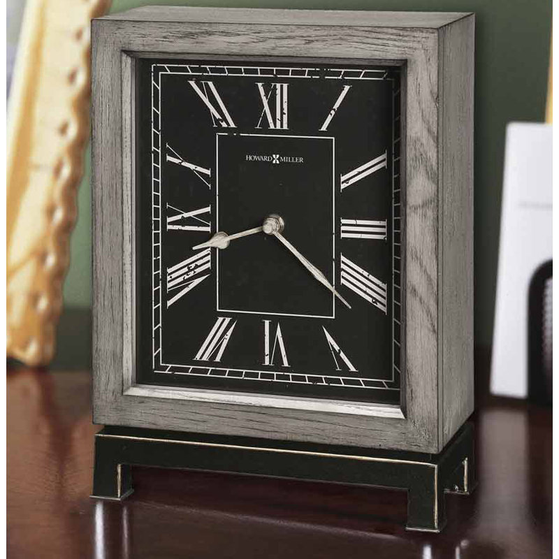 Merrick Modern & Contemporary Analogue Quartz Movement / Crystal Tabletop Clock in Grey