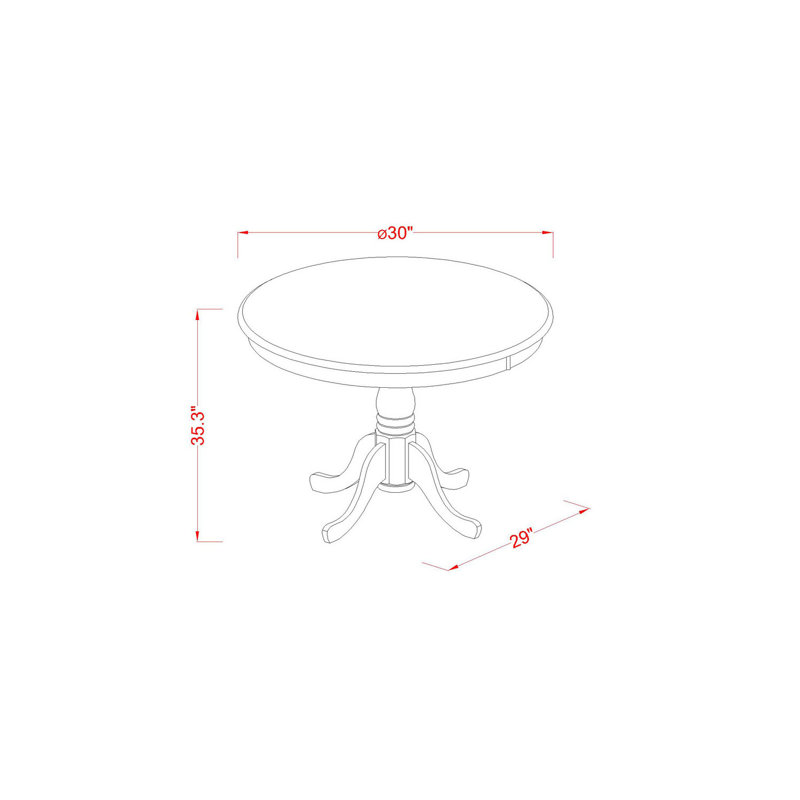 3 Piece Kitchen Counter Set for Small Spaces Contains a Round Dining Room Table with Pedestal and 2 Dining Chairs, Black & Cherry
