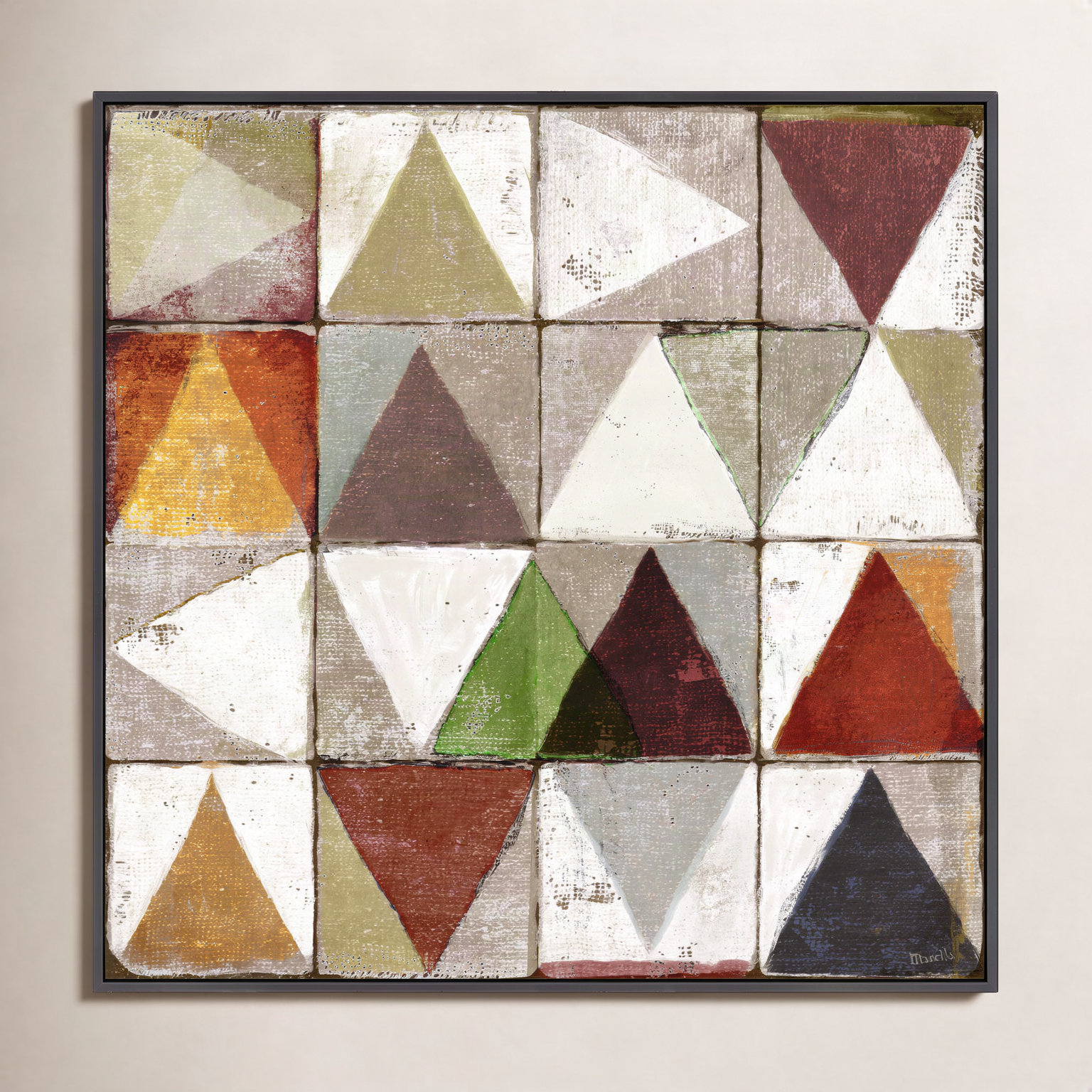 Tiles 4 by Marco Marella for Studio M - Framed Wall Art, 24" H x 24" W, Canvas, Black