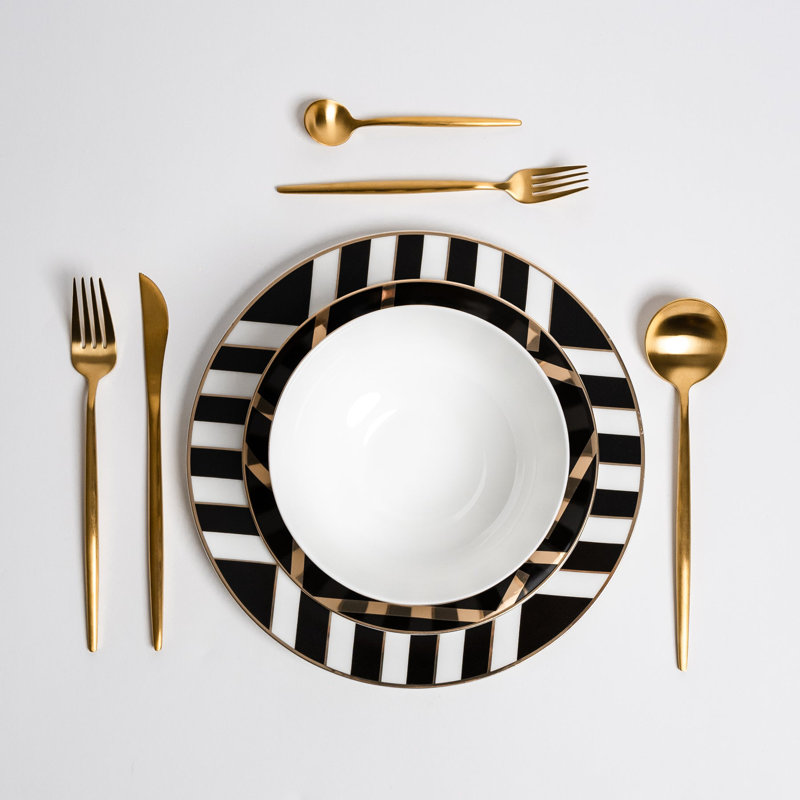 DeLorin 12 Piece Bone China Dinnerware Set - Service for 4