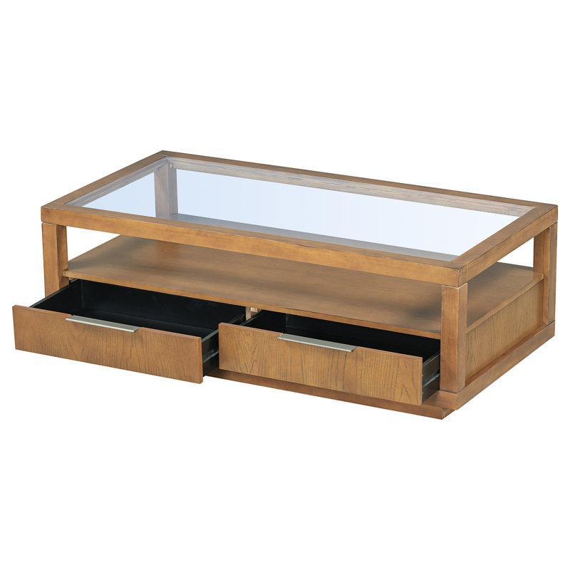 Glass Top Coffee Table, Brown