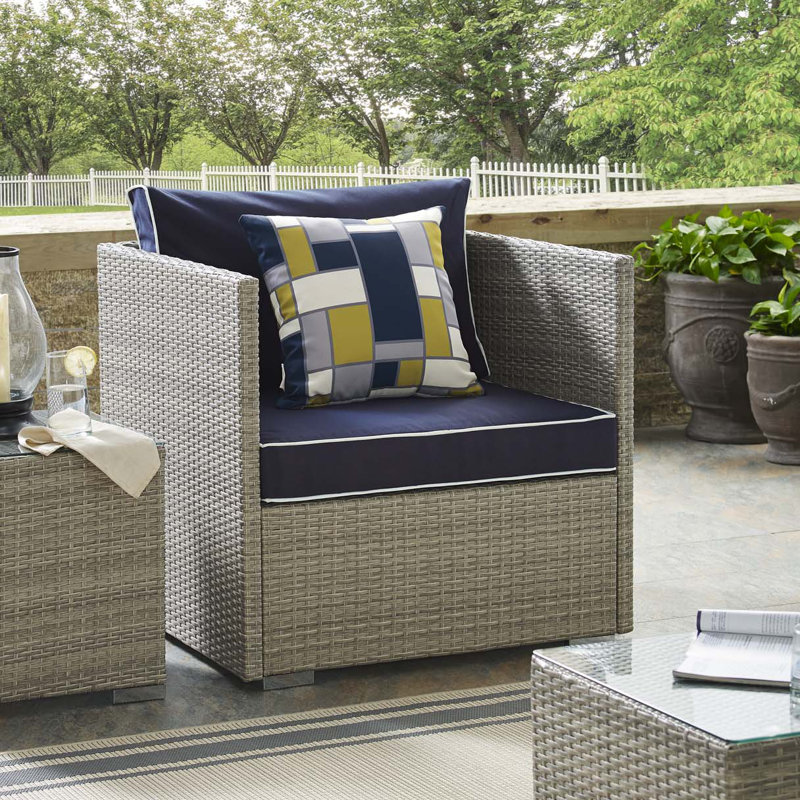 Fauteuil d'extérieur en tissu Bocabec par Havenside Home par Modway, Sunbrella® bleu marine