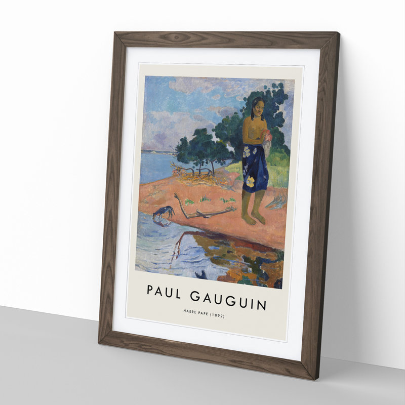 Haere Pape by Paul Gauguin - Single Picture Frame Print, Walnut Framed, 48cm H x 36cm W x 2cm D