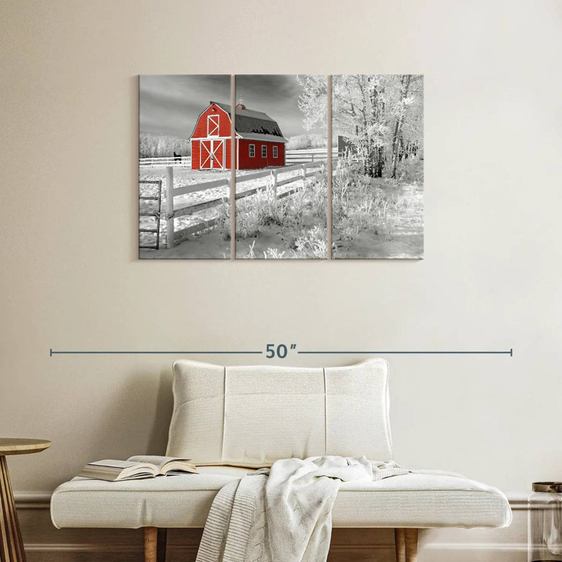 Red Barn In Winter, 24" H x 38" W