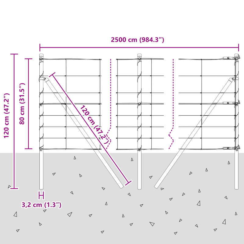 Vidaxl Field Fence Galvanised Steel, 80cm H x 2500cm W