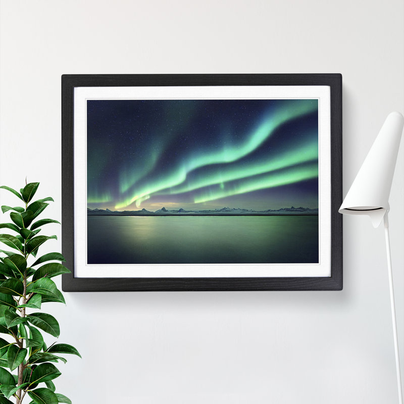 Dreamy Northern Lights - Single Picture Frame Print, Black, 46cm H x 64cm W