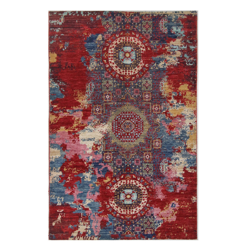 High-Quality Hand-Knotted Pink And Red Area Rug