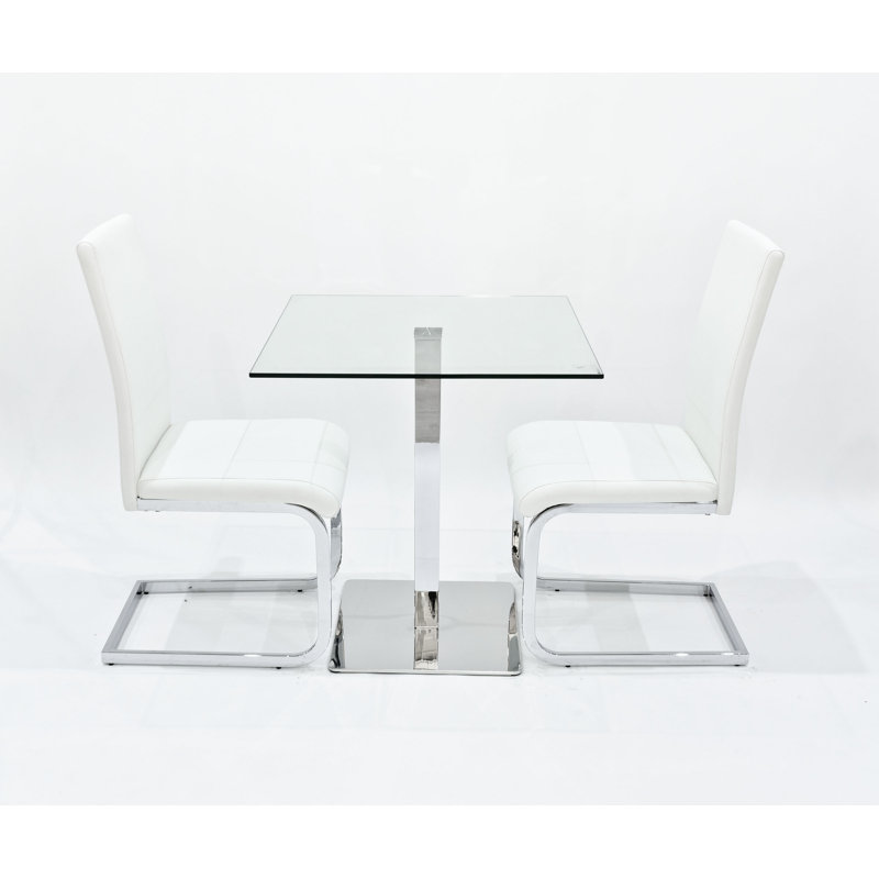 Derose 2 -Person Glass Dining Set, White