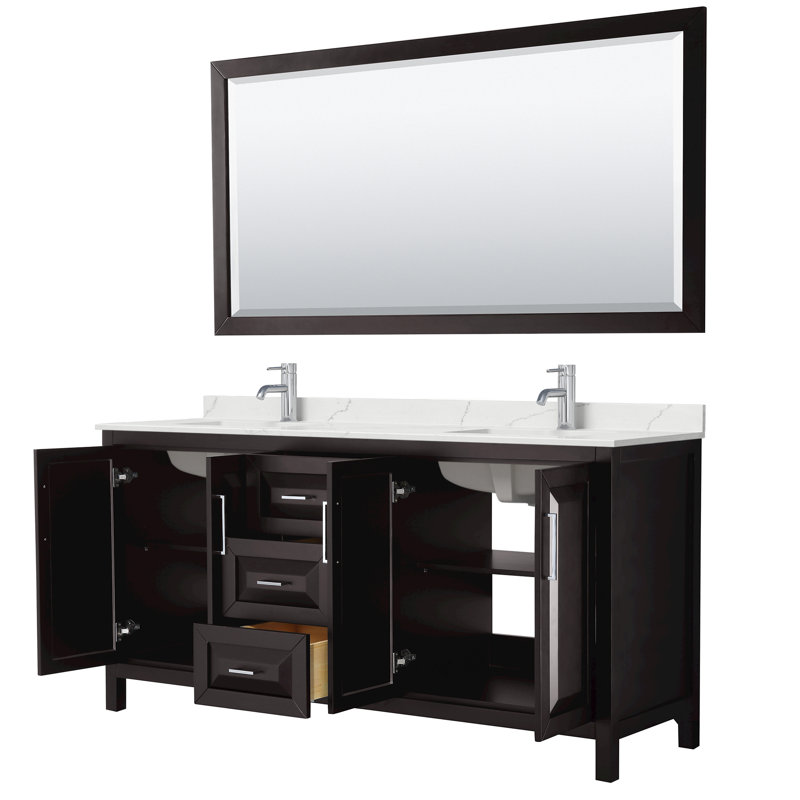 Daria 72'' W Vanity, Brown, Polished Chrome, Giotto Quartz