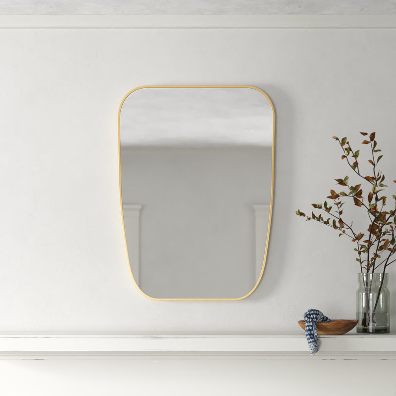 Sirona Metal Asymmetrical Wall Mirror, Gold