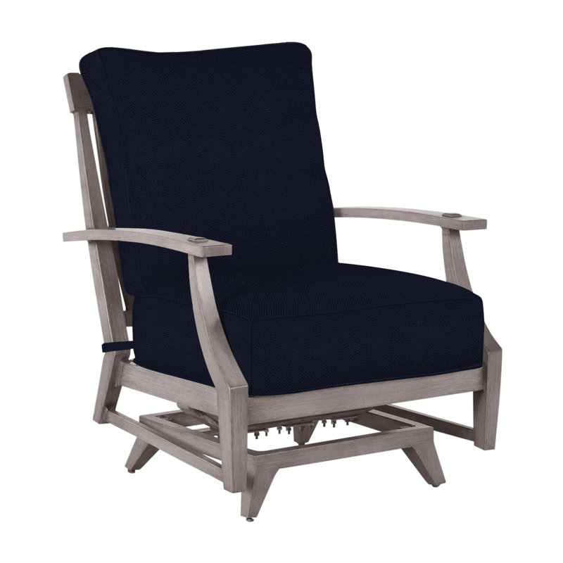Croquet Patio Chair with Cushions, Welt, Oyster, Linen Navy