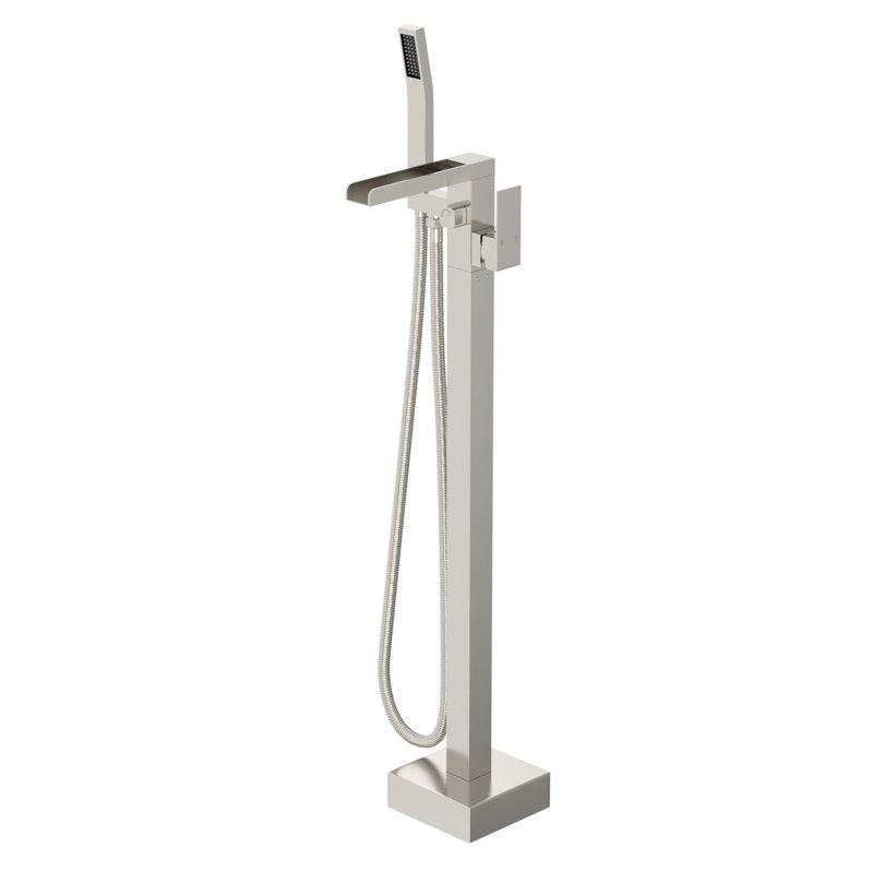 Floor Waterfall Faucet with Diverter, Brushed Nickel