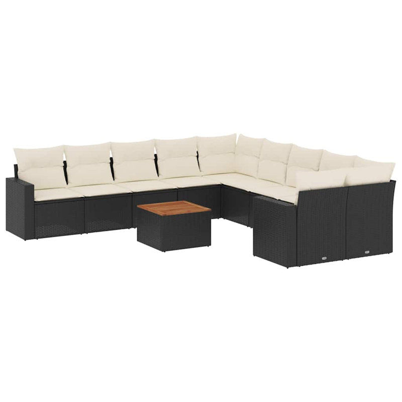 Vidaxl Garden Sofa Set Black, Cream White