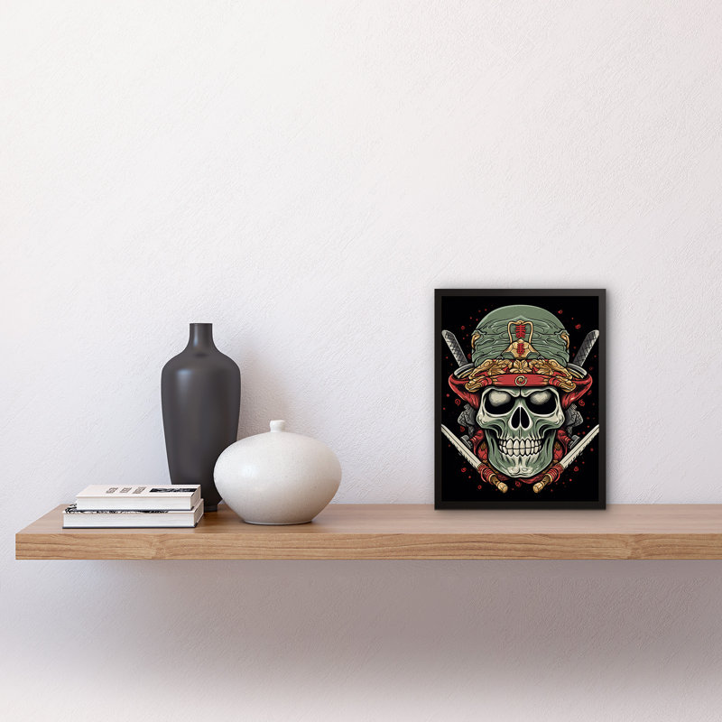 Aaliyan Old School USA Tattoo Ink Body Art Skull Samurai Rockabilly Americana 50s - Single Picture Frame Print