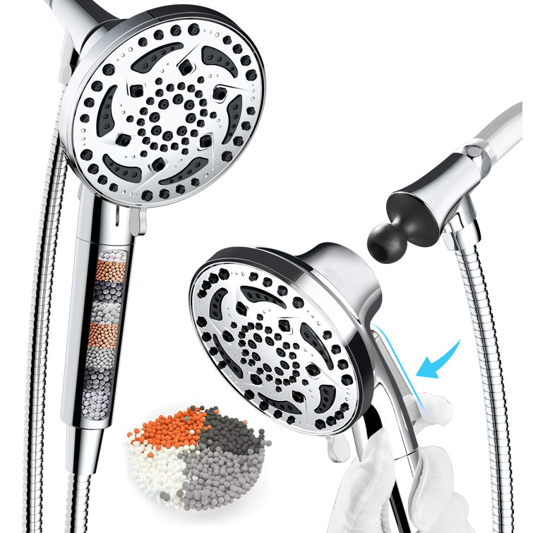MultiFunctional 7-Spray One-Button Detachable Shower Head with Filter