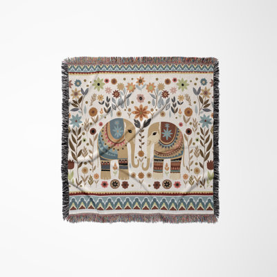 Cece Elephant Cotton Blend Blanket Throw
