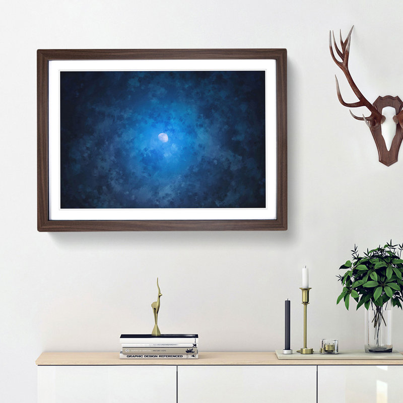 Half Moon - Picture Frame Painting Print, 24cm H x 33cm W x 2cm D, Walnut Framed