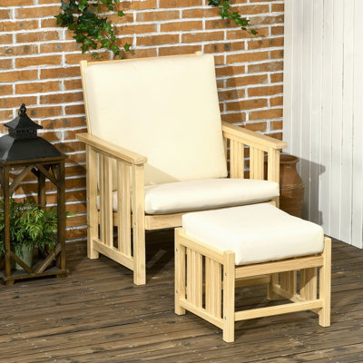 Ensemble de mobilier de patio, fauteuil d'extérieur avec repose-pieds, méridienne d'extérieur rembourrée 2 pièces, fauteuil avec repose-pieds