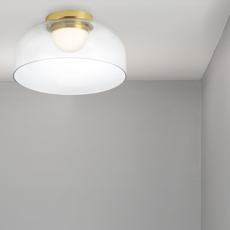 Kratman Glass LED Flush Mount, Aged Brass