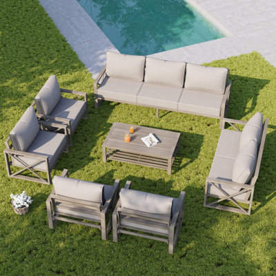 Ensemble de conversation pour patio 7 pièces 7 pièces avec tissu en oléfine