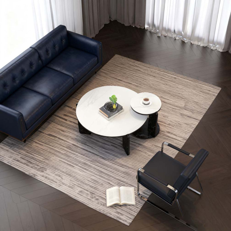 Modern Coffee Table with End Table Set, White/Black