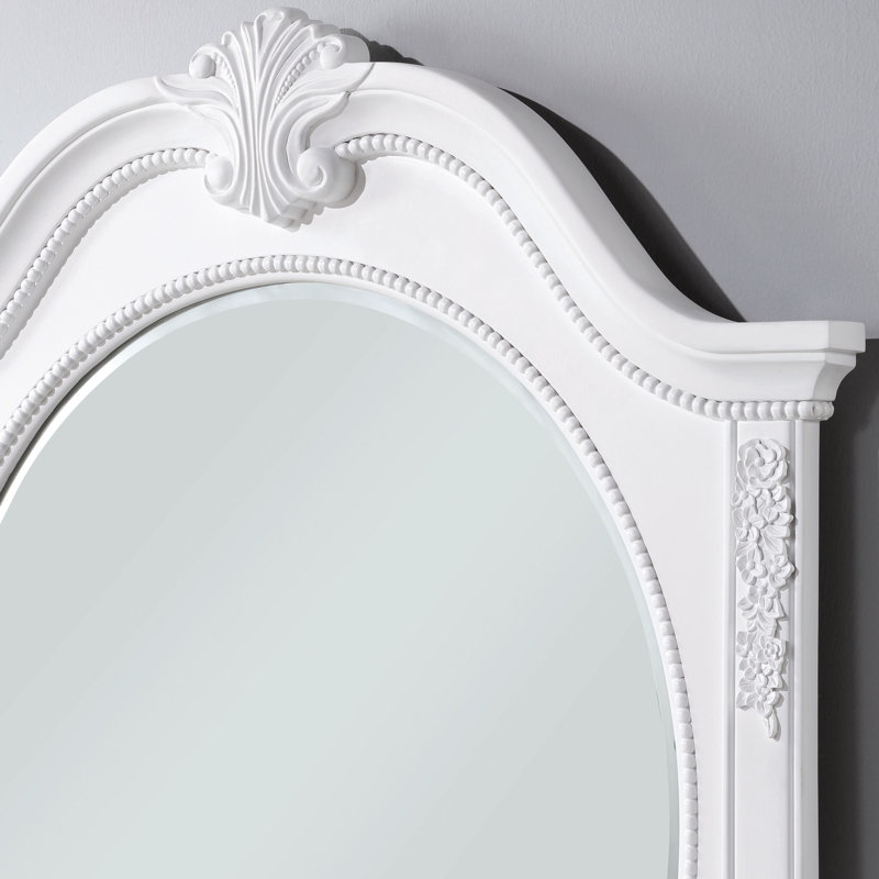 Commode 6 tiroirs en bois avec miroir Milbern, Blanc