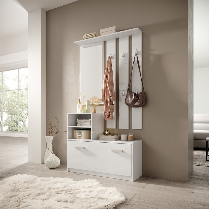 Thorbern Hall Tree with Bench and Shoe Storage, White