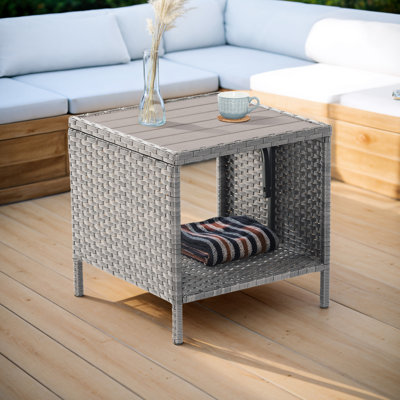 Kamario Square Wicker Outdoor Side Table , 18.11'' in. W 18.11'' in. D