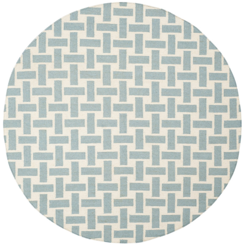 Mccall Hand Woven Flat Weave Wool Geometric Rug, Round 6'