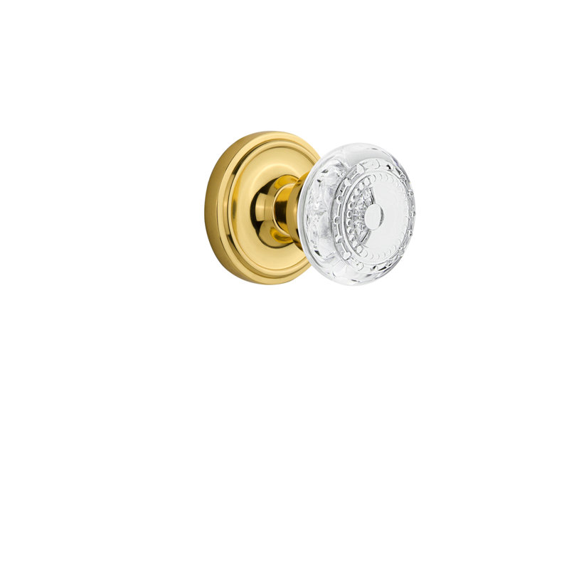 Classic Rosette with Crystal Meadows Knob, Unlaquered Brass, 2-3/8”