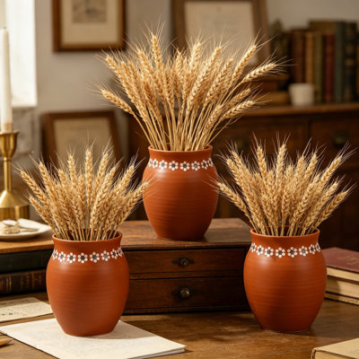 Ensemble de 3 vases en terre cuite 16 oz avec motifs floraux, tasses en céramique fabriquées à la main pour margaritas, décor de table de mariage et centres de table de fête