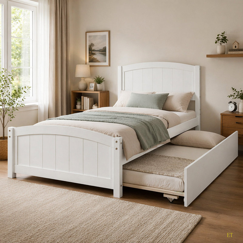 Twin Size Platform Bed With Trundle