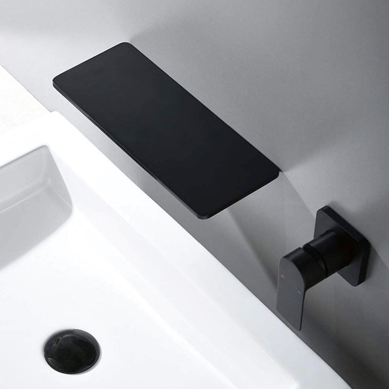 Robinet pour salle de bain en cascade noir mat - Laiton fin, simple pour un contrôle simple de la température et du débit de l'eau, évier à optimisation d'espace avec ajustement pratique et élevé, apparence soignée