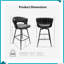 Ensemble de 2 tabourets de bar 28 po en cuir technique brun clair - structure en métal noir avec pivot à 360 ° et repose-pieds-1409098155