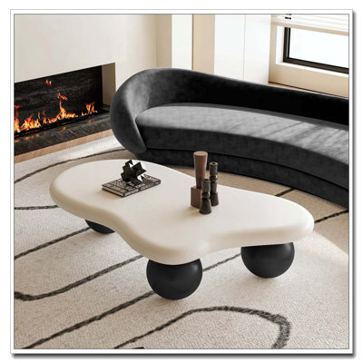 Table basse 47 pouces en forme de nuage avec 3 pieds en forme de boule