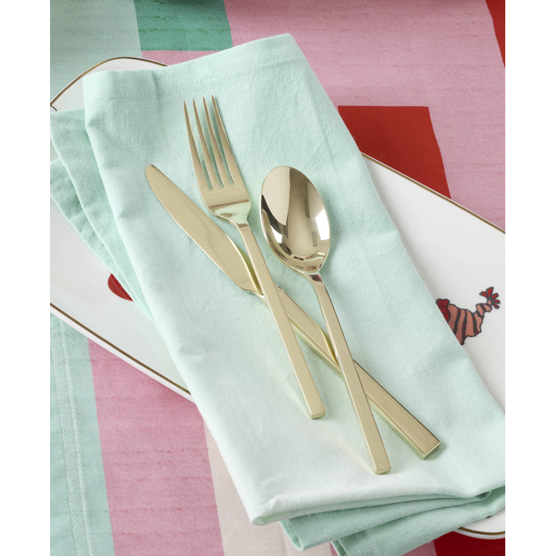 Oneida Allay Midnight 20-Piece Everyday Flatware Set, Gold