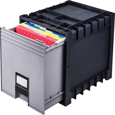 Tiroir de rangement pour archives 18 po en plastique avec serrure - Classeur de format lettre, noir