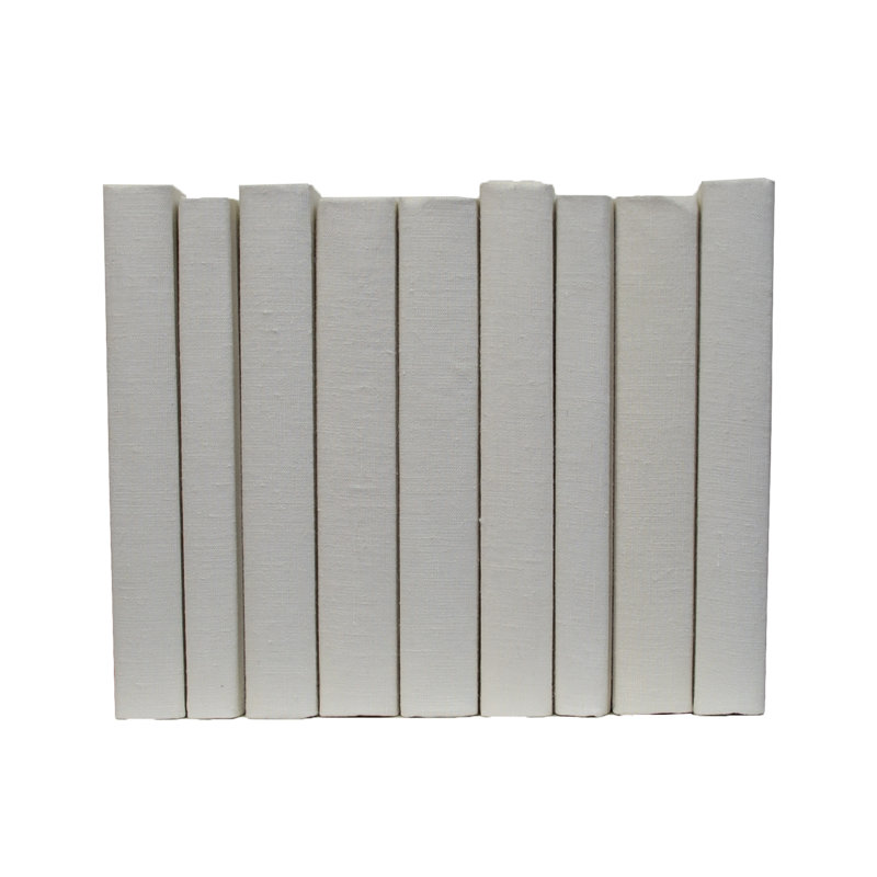 Livres décoratifs - Ensemble de livres sur toile de lin sable - 1 pied de livres blanc cassé