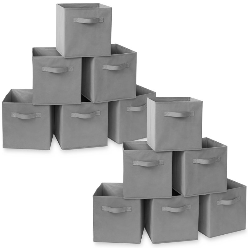 Collapsible Fabric Cubes, 11" Storage Bins (Set of 12), Gray