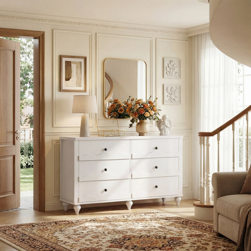 Commode 43,3 po avec tiroirs en bois Abson, Blanc