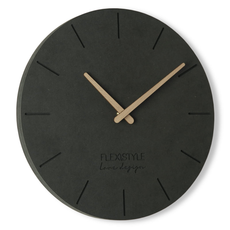 Eko Solid Wood Wall Clock, Matte Black