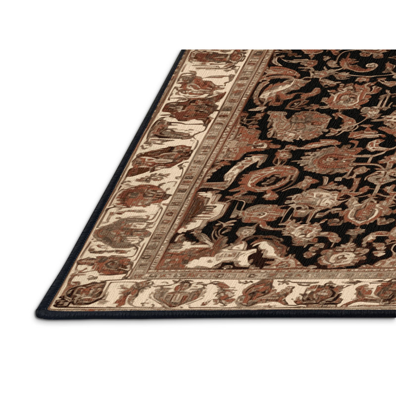 Tapis brun lavable à la machine, Rond 7 pi