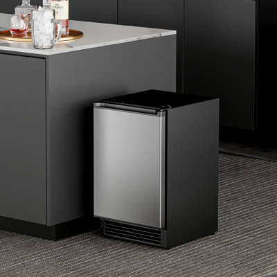 Cotlin Under-counter Drain-free Crescent Ice Maker ，15 Lbs/day Stainless Steel Built-in Freestanding Ice Maker With 12 Lbs Storage Bin - Ideal For Home & Office