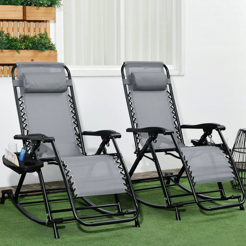 Outdoor Metal Chaise Lounge Set, Gray