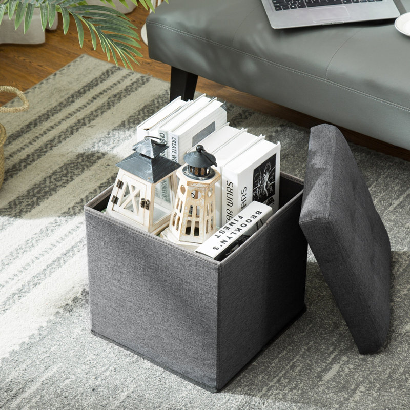 38cm Square Footstool Ottoman with Storage