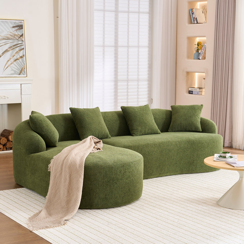 Compression Sponge L-Shape Sectional Sofa With Curved Chaise