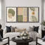 «Mid Century Modern Boho», feuille organique tropicale organique, images chaudes abstraites neutres, impression sur toile encadrée, 3 pièces-79731282-79731280