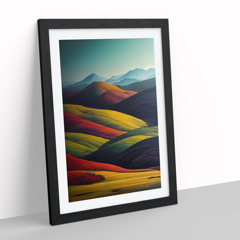 Meadow Hills Landscape - Framed Print, Black, 34cm H x 25cm W x 2cm D