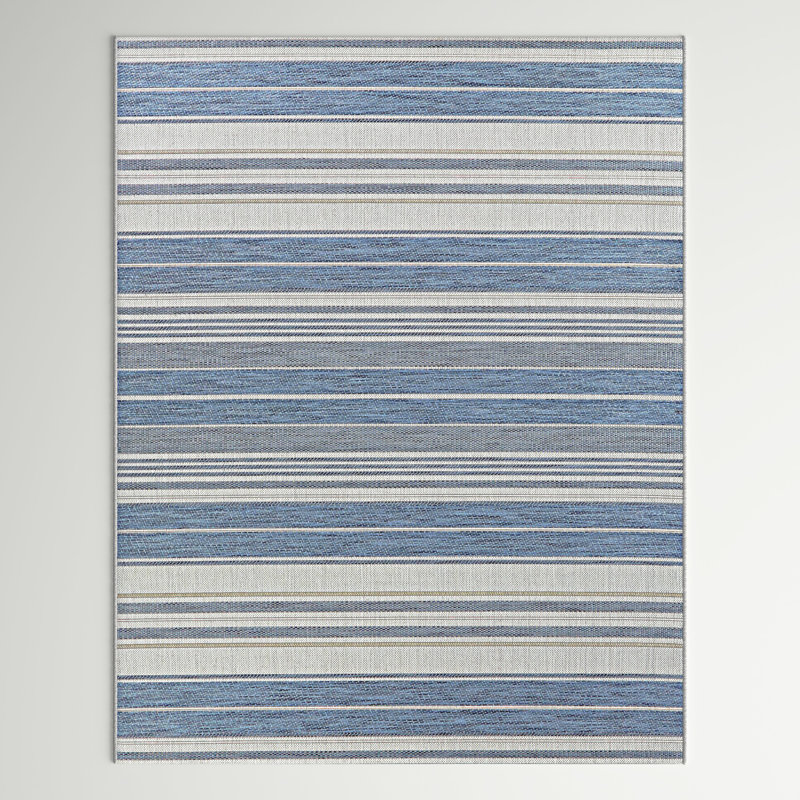 Tapis rayé intérieur / extérieur Pearsonville, Rectangle 5 pi 3 po x 7 pi