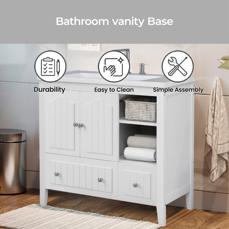 Base de meuble-lavabo simple 17,52 po seulement, Blanc